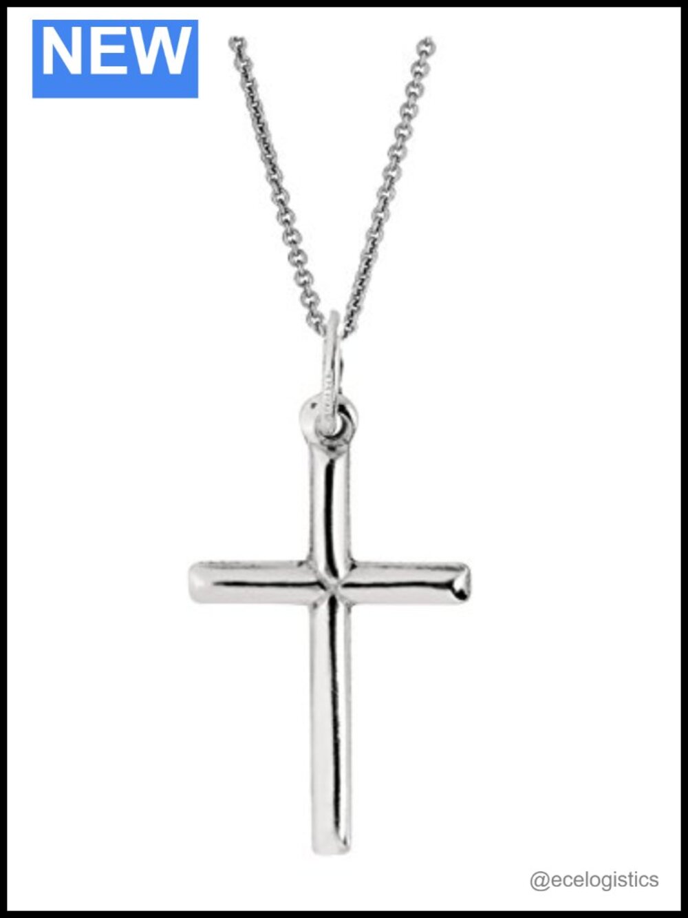 Sterling Silver Italian Cross Charm Pendant Necklace 20 Inch Cable Chain
